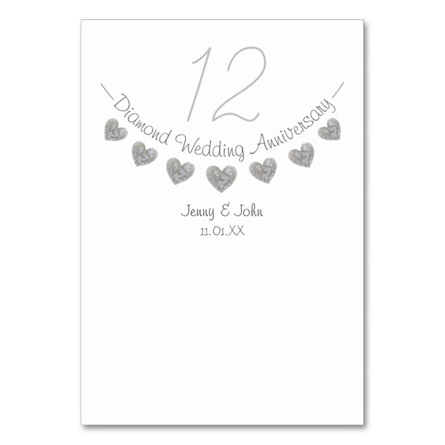 Numeração De Mesa 60º aniversário do casamento do coração de diamant (Verso)