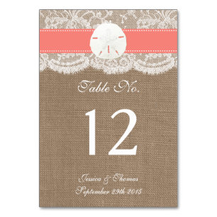 Numeração De Mesa A Coleção de Casamento de Praia do Dólar de Areia