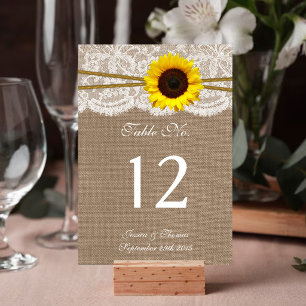 Numeração De Mesa A Coleção de Casamento Girassol Rústico