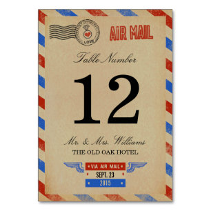 Numeração De Mesa A coleção do casamento do correio aéreo do vint