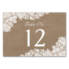 Numeração De Mesa A Coleção Rústica de Lace Branco de Burlap & Vinta