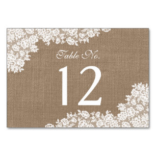 Numeração De Mesa A Coleção Rústica de Lace Branco de Burlap & Vinta