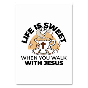Numeração De Mesa A vida é doce com Jesus - Taça Cristã Faith Tea