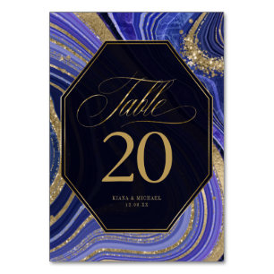 Numeração De Mesa Abstrato Agate Wedding Midnight ID827