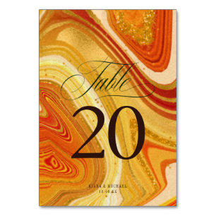 Numeração De Mesa Abstrato Agate Wedding V2 Hot Orange ID827