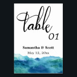 Numeração De Mesa Abstrato Azul Aqua Aqua Aqua, Cor Azul Moderna<br><div class="desc">Este pacote de designs de casamento apresenta um sotaque de cor d'água, arrojado e abstrato. As cores de tinta que usei são uma gama de tons azuis, verdes, turquesas, aqua e lacas. Essa design não só seria ideal para alguém comemorando de forma casual ou planejando um casamento na praia, como...</div>
