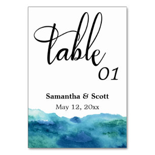 Numeração De Mesa Abstrato Azul Aqua Aqua Aqua, Cor Azul Moderna