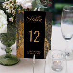 Numeração De Mesa Abstrato de pintura de ouro moderno casamento escu<br><div class="desc">Cartão de mesa de casamento sofisticado e elegante para pintura acrílica em cinzas escuras, brilho amarelo de ouro e paleta preta com pinceladas de abstrato e douradas falsas, moderno roteiro de tipografia contemporânea totalmente editável. A placa é adequada para todas as estações no estilo chic urbano moderno recepções de casamento...</div>