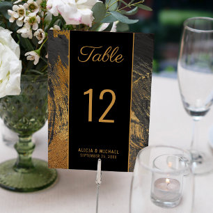 Numeração De Mesa Abstrato de pintura de ouro moderno casamento escu