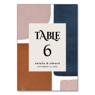 Numeração De Mesa Abstrato, marinho + moderno, cor-de-rosa