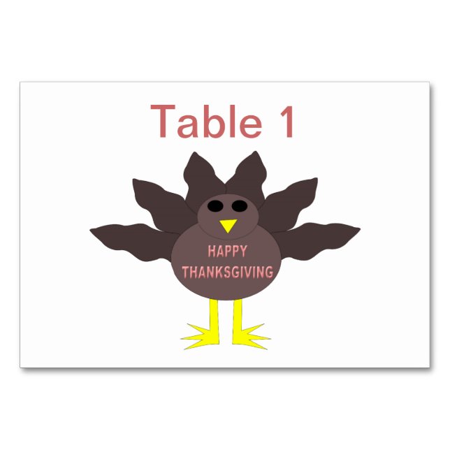 Numeração De Mesa Ação de Graças Dependeu a Turquia - Tablecard Pers (Frente)