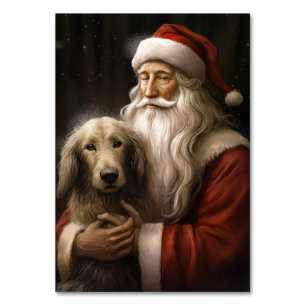 Numeração De Mesa Afghan Hound com Papai Noel Natal Festivo