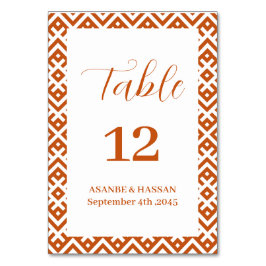 Numeração De Mesa African Ethnic Pattern Border Wedding 
