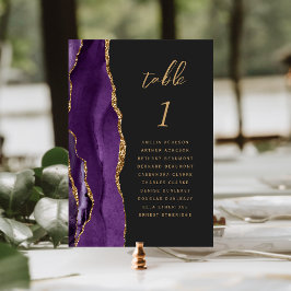 Numeração De Mesa Ágata Dourada Roxa Casamento Escuro
