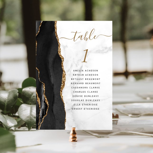 Numeração De Mesa Ágata Ouro Preto Mármore Branco Casamento (Criador carregado)