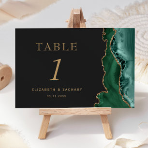 Numeração De Mesa Ágata Verde Esmeralda Dourado Casamento Escuro