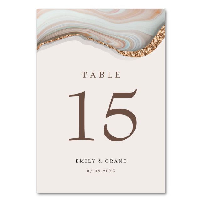 Numeração De Mesa Agate Stone Marble Table Number (Frente)