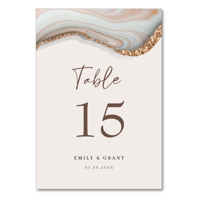Numeração De Mesa Agate Stone Marble Table Number (Frente)