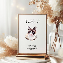 Numeração De Mesa Água-forte Simples de Gato para Casamento