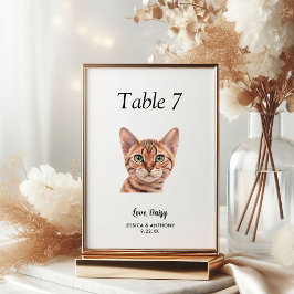 Numeração De Mesa Água-forte Simples de Gato para Casamento