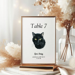 Numeração De Mesa Água-forte Simples de Gato para Casamento