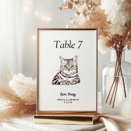 Numeração De Mesa Água-forte Simples de Gato para Casamento