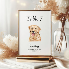 Numeração De Mesa Água-forte Simples Moderna de Cachorro Casamento