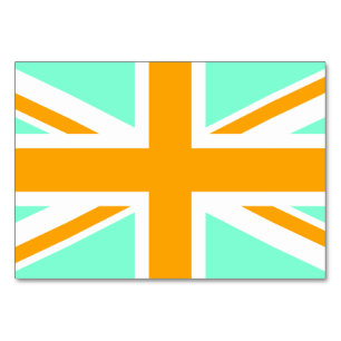 Numeração De Mesa Água-marinha e Union Jack alaranjado
