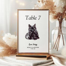 Numeração De Mesa Água-marinha Simples Gato Casamento