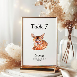 Numeração De Mesa Água-moderna Gato de Aquarela Casamento