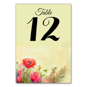 Numeração De Mesa Aguas Frescas de Papoulas em Aquarela 