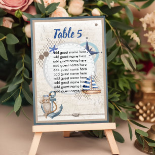 Numeração De Mesa Ahoy, é um garoto Aventura Náutica