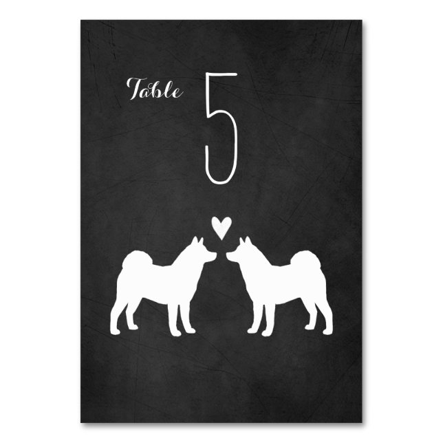 Numeração De Mesa Akita Dog Silhouettes Recepção de casamento (Frente)