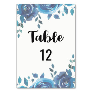 Numeração De Mesa Algo Blue Watercolor Casamento Floral