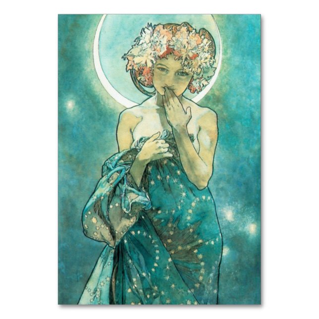 Numeração De Mesa Alphonse Mucha Moonlight Clair De Lune Art Nouveau (Frente)