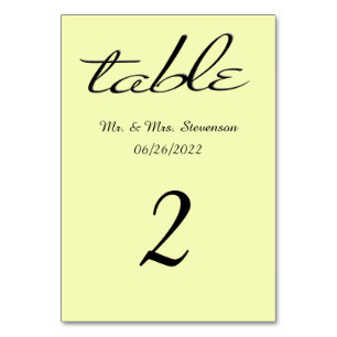 Numeração De Mesa Amarelo com Nome e Data em Preto