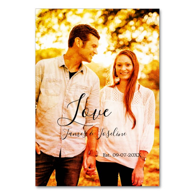 Numeração De Mesa Ame o nome da adição de fotos. Casal de casamento  (Frente)