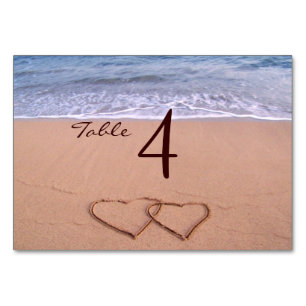 Numeração De Mesa Amor nas cartas de mesa de praia