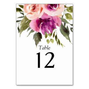 Numeração De Mesa Ampersand Floral Moderno Ameixa Rosa Pêssego & Pre