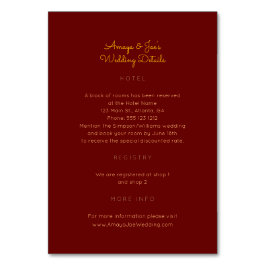 Numeração De Mesa Ancara African Wedding Details 2-Sided Insert Card