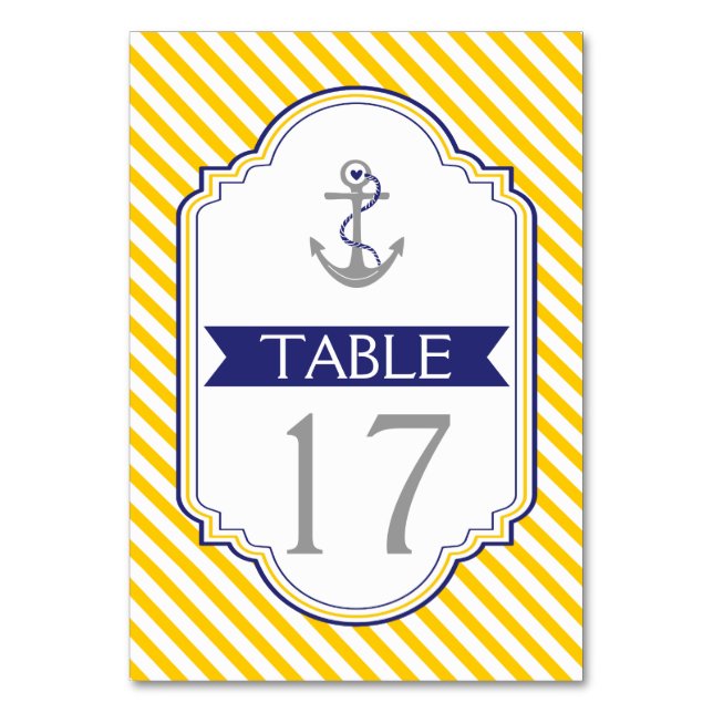Numeração De Mesa Anchor amarelo, branco da mesa de náuticas (Verso)