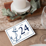 Numeração De Mesa Âncora de desenho náutico do Marinho horizontal<br><div class="desc">Seus hóspedes saberão exatamente onde colocar âncora com esses números de tabela.</div>