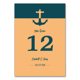 Numeração De Mesa Âncora Náutica - Azul-Coral - Casamento de Praia