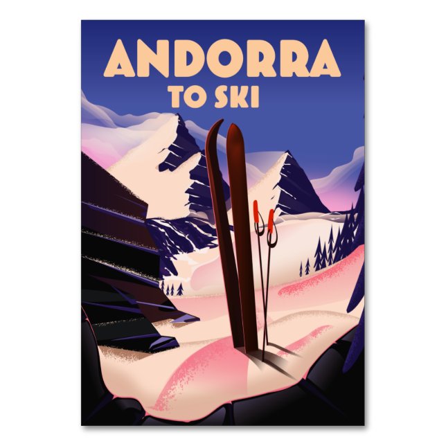 Numeração De Mesa Andorra ski poster. tela impressa (Frente)