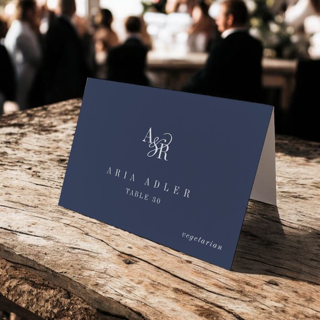 Numeração De Mesa ANDREA Navy Blue Minimal Wedding Place Cards (ANDREA Navy Blue Minimal Wedding Place Cards)
