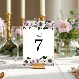 Numeração De Mesa Anêmona Branca e Chá de panela Floral Roxo