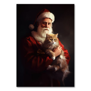 Numeração De Mesa Angora Gata Santa Claus Festivo