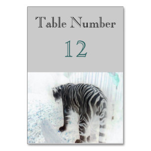 Numeração De Mesa Animal Selvagem Branca de Tigre