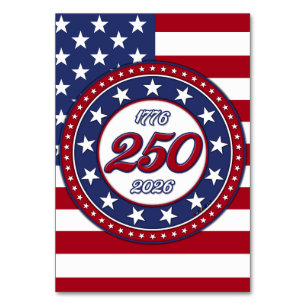 Numeração De Mesa Aniversário de 250 anos da América com a bandeira