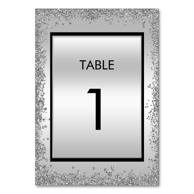 Numeração De Mesa Aniversário de 25 Anos de Casamento Luxuoso Prata  (Frente)